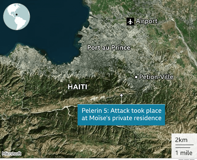 A map showing where the attack took place